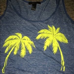 Green and blue palm tree tank top from forever 21